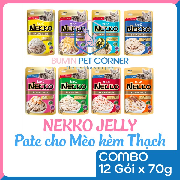 COMBO 12 GÓI Pate cho Mèo dạng Thạch Nekko Jelly