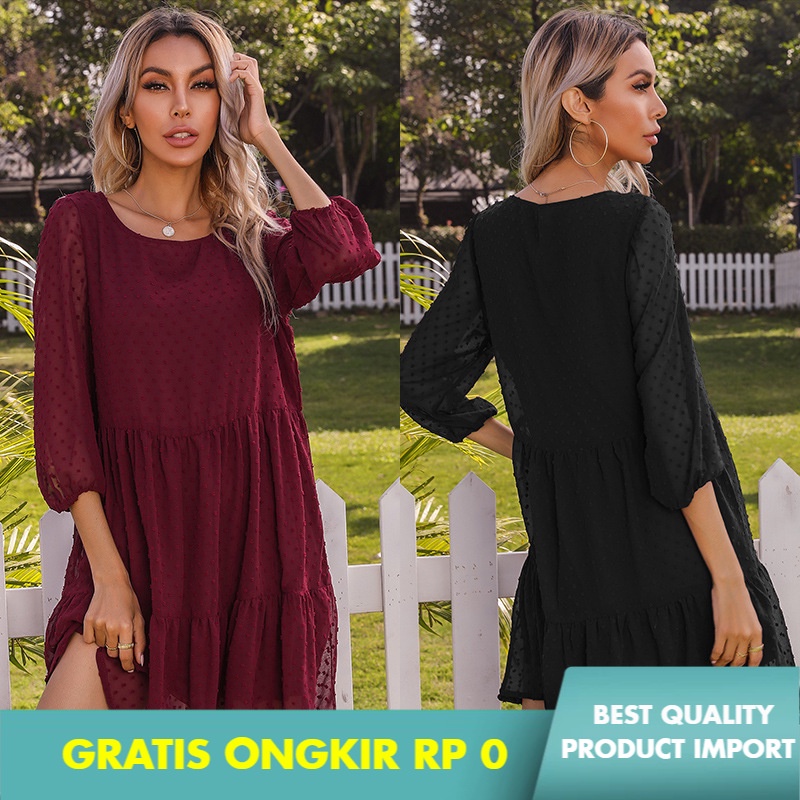 Đầm Ngắn Tay Xếp Ly Phối Ren Màu Sắc Ngọt Ngào Thời Trang Cho Nữ