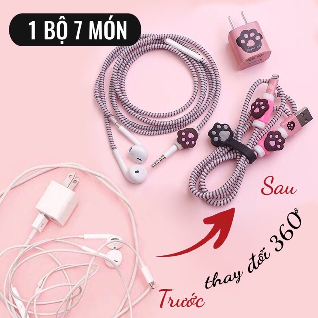 Bộ Combo Quấn Cáp Sạc Tai Nghe Hình Thú Chống Gãy Cáp Sạc | BigBuy360 - bigbuy360.vn