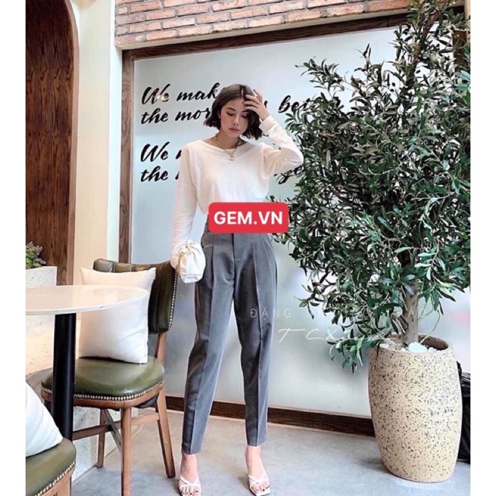 Quần vải baggy nữ G14 đủ size hàng đẹp nhiều màu dễ lựa chọn  - GEM Fashion