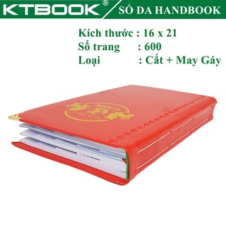 SỔ GHI CHÉP BÌA DA KTBOOK HANDBOOK CAO CẤP 600 trang size A5 ruột giấy in caro CẮT GÓC và May Gáy