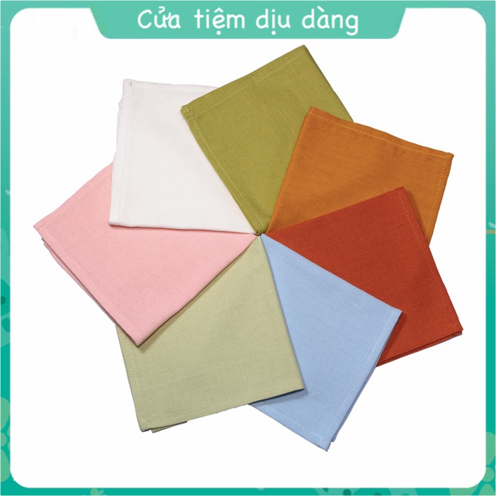 Khăn tay mùi xoa vải linen trơn dùng để tập thêu thủ công 30x30cm - Nhiều màu mới 2020