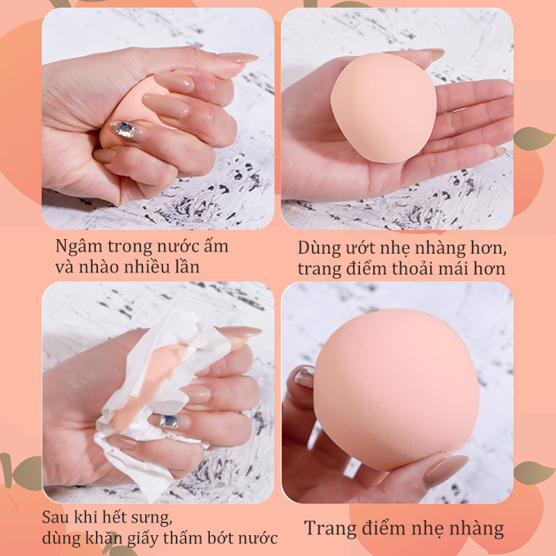 【Kiss Belle Shop】1x Mút trang điểm,Bông Mút Trang Điểm Tán Kem Nền  [Hình quả đào] KB-HZD01