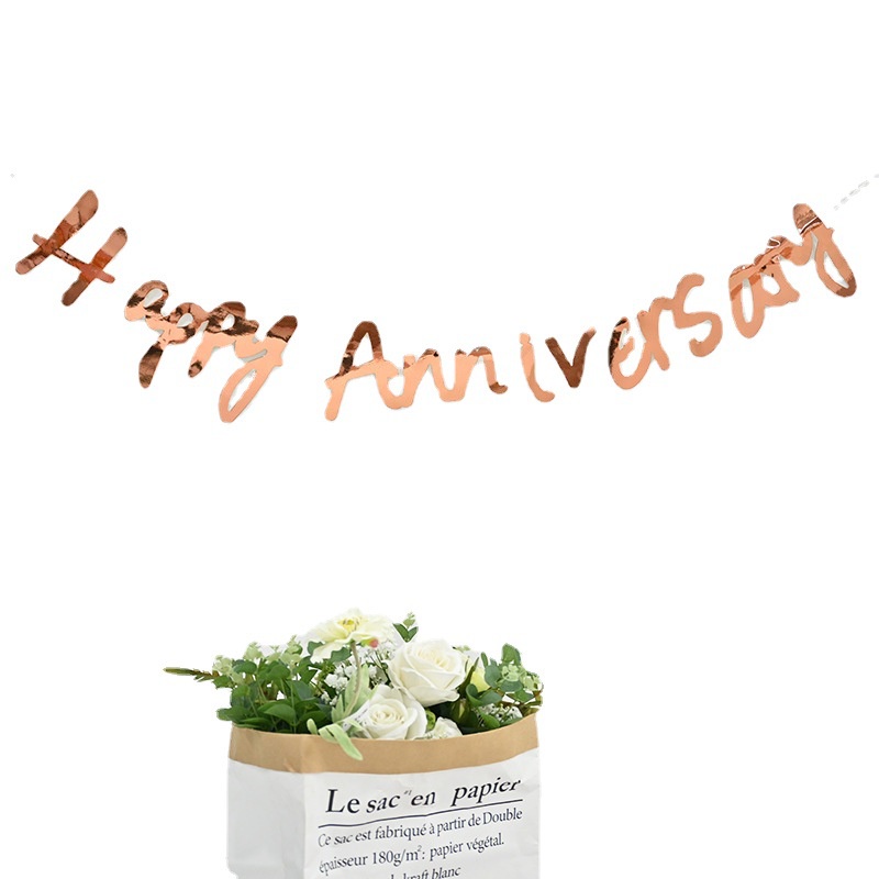 Dây chữ Happy Anniversary CNC ánh kim trang trí tiệc kỷ niệm - Kem Shop K215