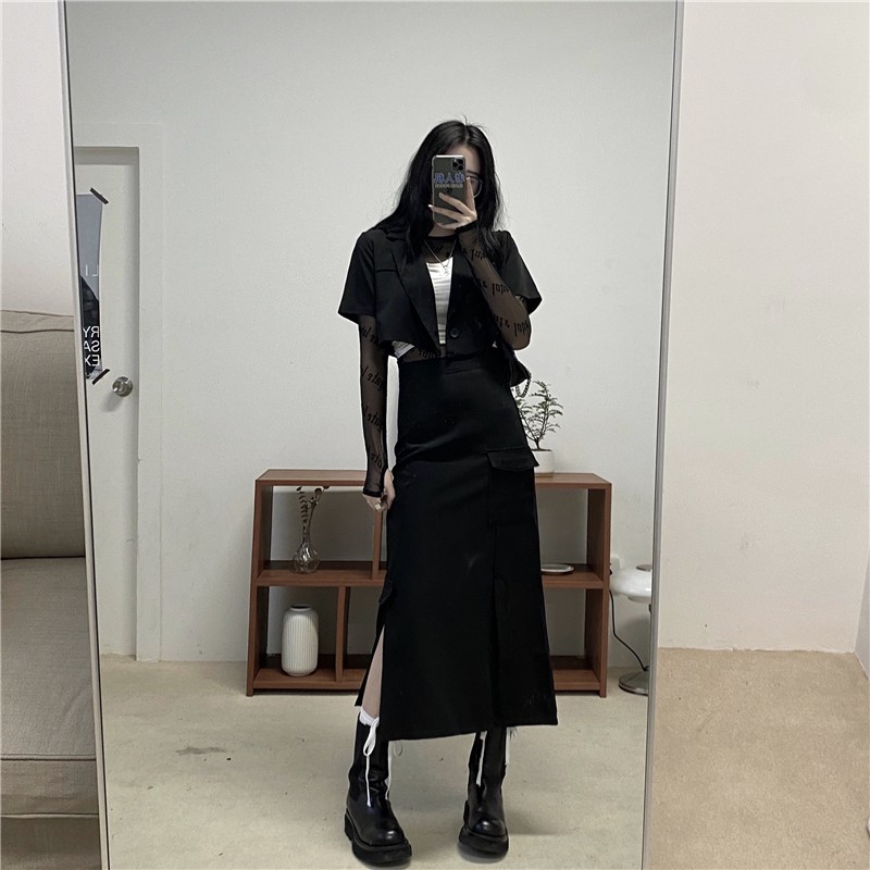 Chân váy chữ A dáng dài trung bình eo cao thời trang Hàn Quốc cá tính | BigBuy360 - bigbuy360.vn