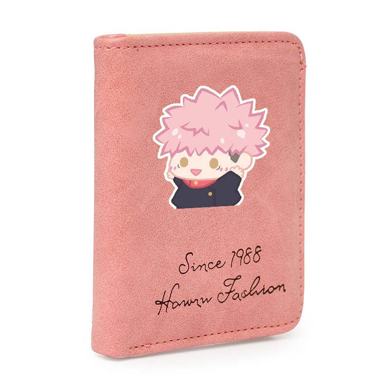 Ví ngắn cầm tay hồng JUJUTSU KAISEN ver TẬP THỂ DỤC anime chibi đựng vật dụng nhỏ xinh xắn tiện lợi