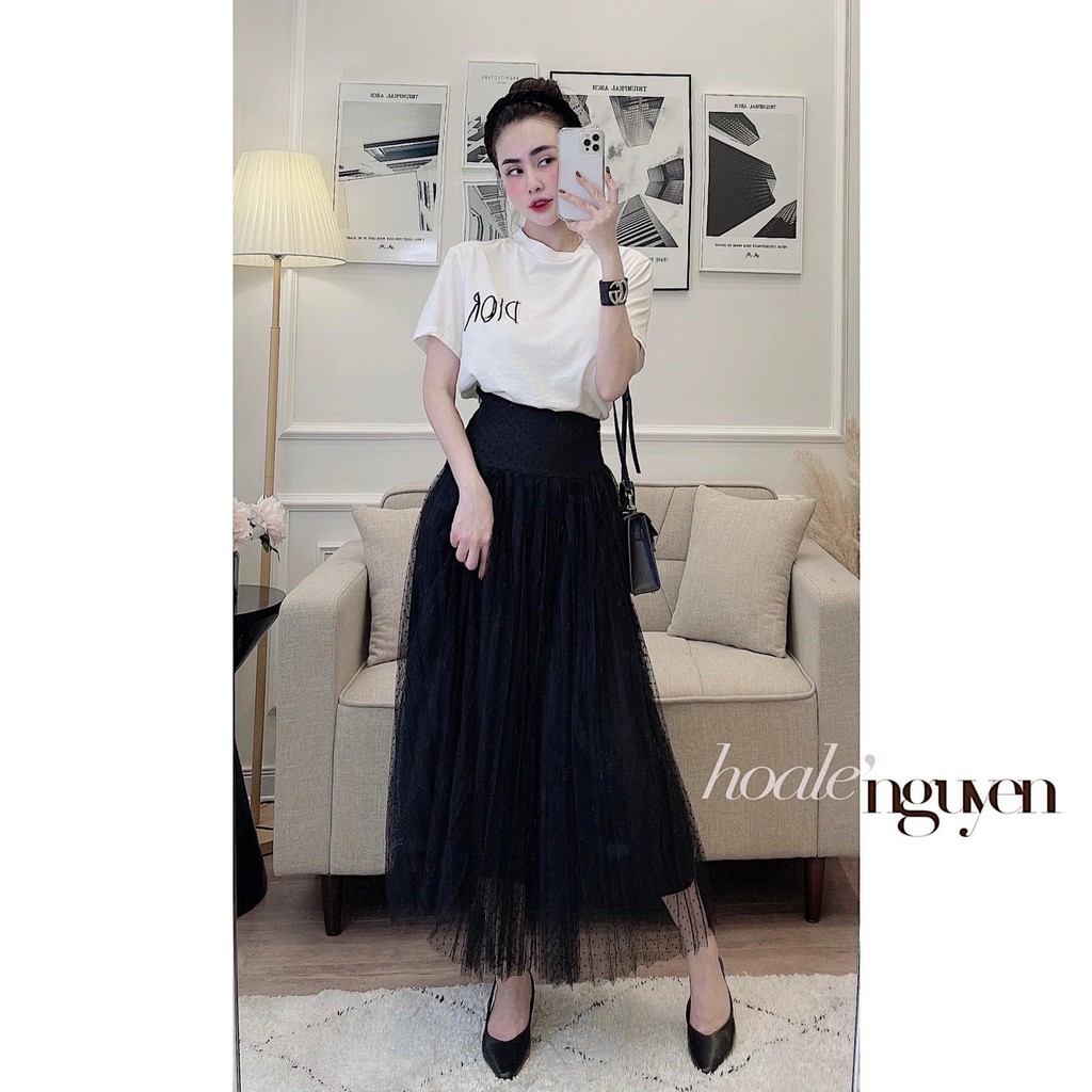 SET THÊU DOOR MIX CHÂN VÁY LƯỚI MIDI CHO NỮ | BigBuy360 - bigbuy360.vn