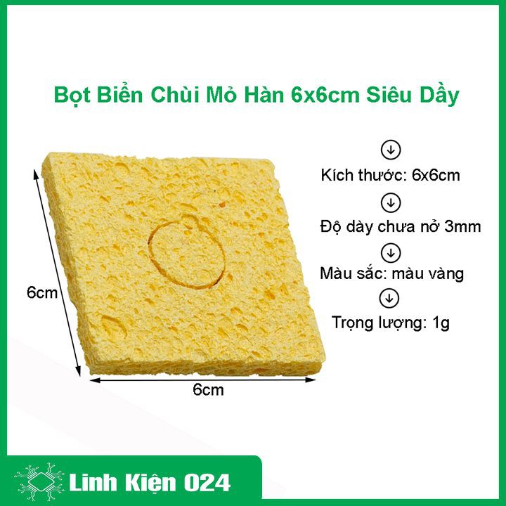 Bọt biển chùi mỏ hàn 6x6 siêu dầy lau mũi hàn cực sạch