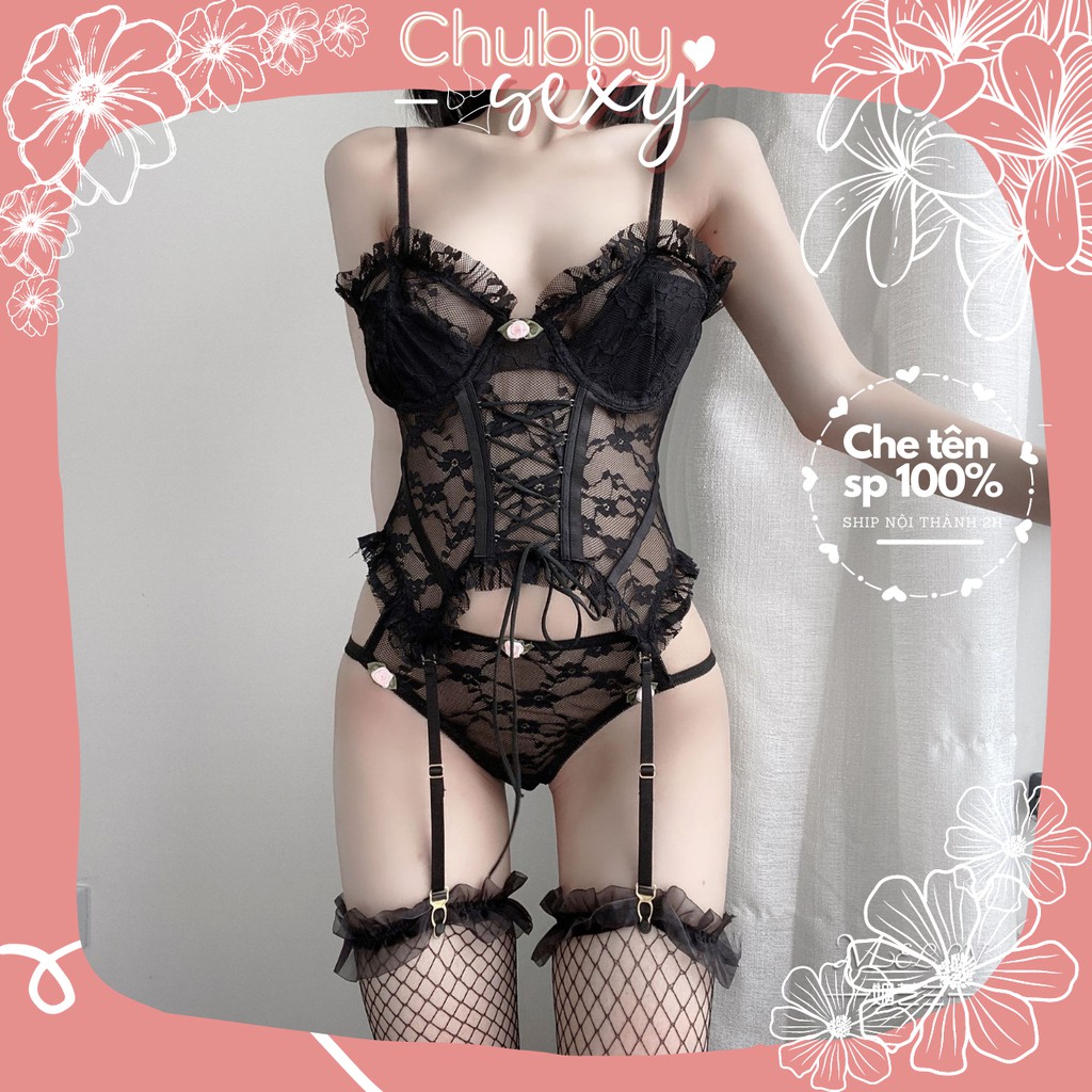 Bodysuit Corset 2 Mảnh Sexy Lady - Set Corset Vải Ren Cao Cấp Đan Dây Chỉnh Eo Siêu Tôn Dáng - BDS06 - Chubby.Sexy | BigBuy360 - bigbuy360.vn