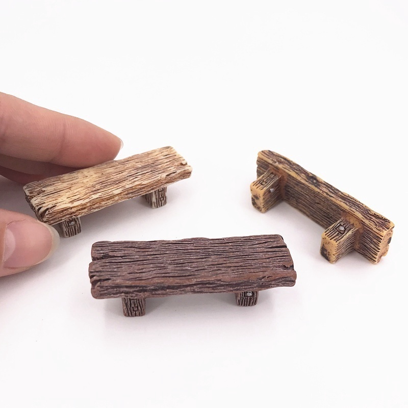 Set 3 Băng Ghế Gỗ Trang Trí Tiểu Cảnh