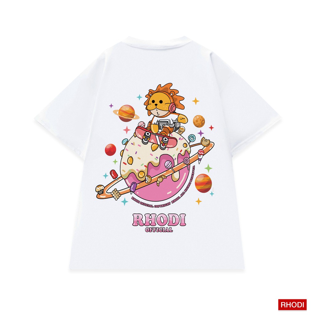 Áo thun local brand RHODI phông cổ tròn tay lỡ unisex nam nữ thế hệ genz Leo Candy đen- R1.1
