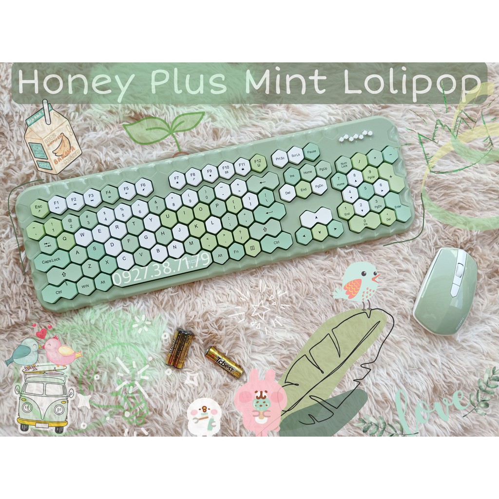 MOFii Honey Plus - Bộ bàn phím giả cơ và chuột không dây - Dùng cho Laptop, máy tính bàn PC, Tivi, iPhone, iPad