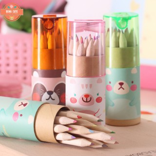 Bút chì tô màu mini kèm gọt bút chì - 12 màu