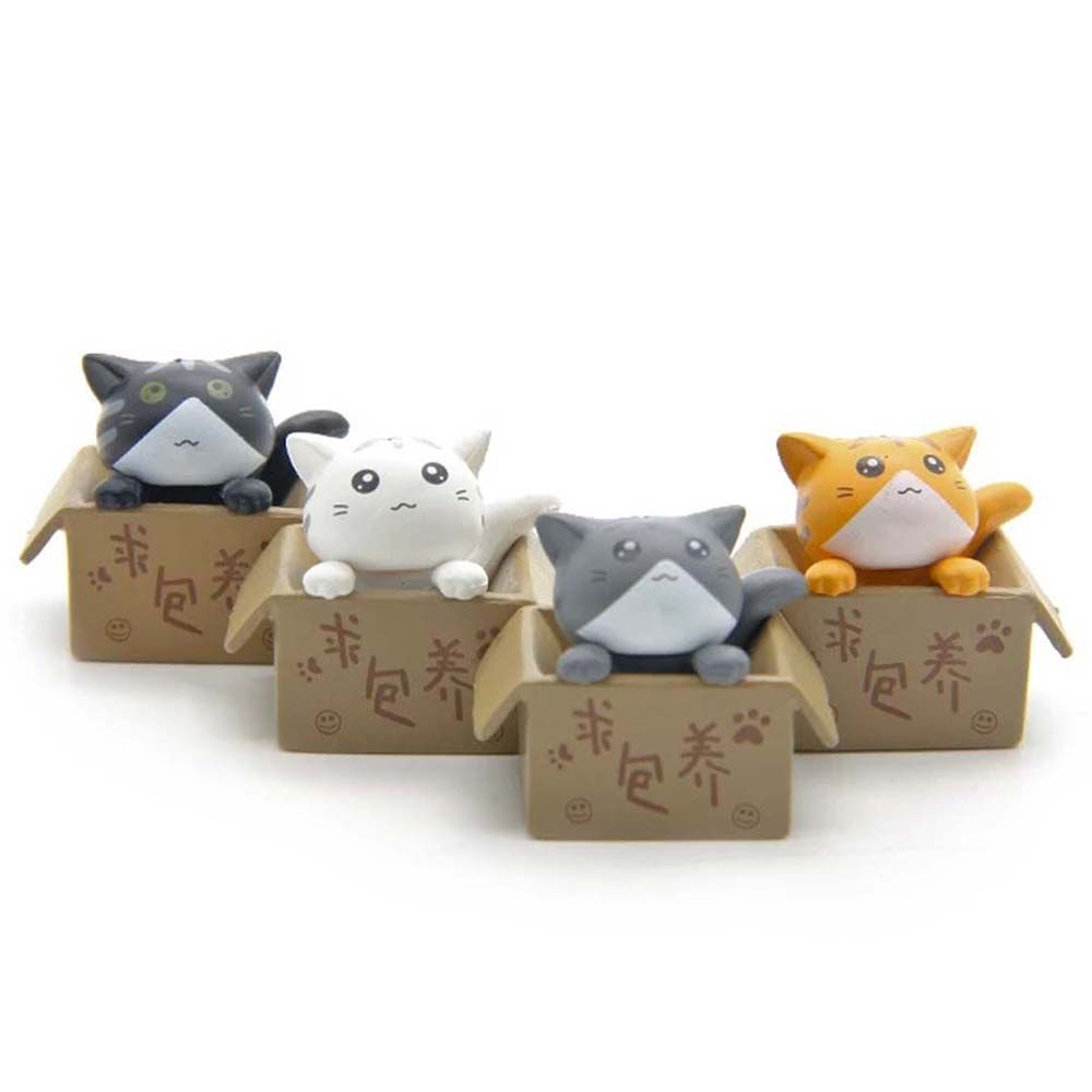 Mèo trong hộp đáng thương bằng PVC dễ thương dùng trang trí sân vườn DIY