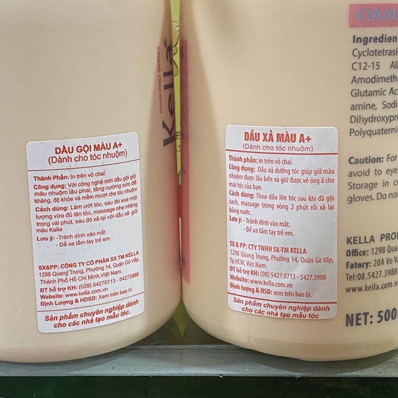 Bộ Dầu gội xả giữ màu Kella A+ Hồng 500ml