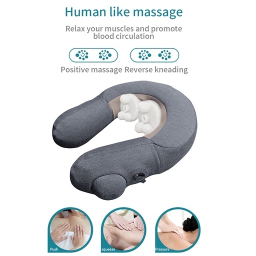 Jinkairui Túi khí điện Gối massage cổ chữ U sưởi ấm cho du lịch