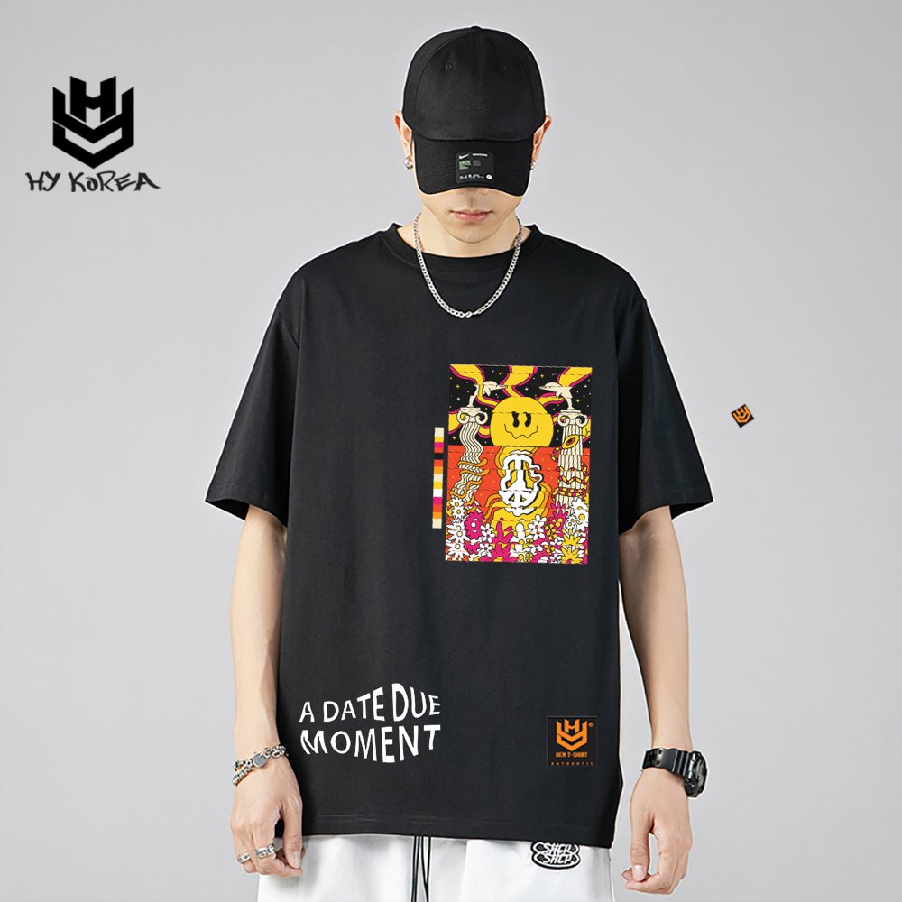 Áo thun nam nữ Mặt vàng A Date due Moment 770 HY KOREA unisex tay lỡ form rộng
