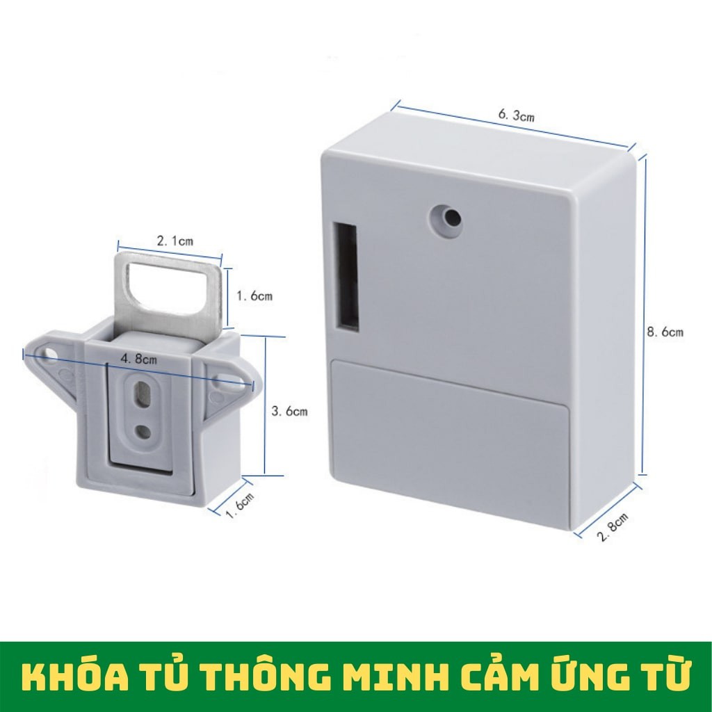 Bộ khóa từ ngăn tủ bao gồm 2 thẻ từ và 2 chìa khóa từ, Khóa ngăn tủ, ngăn bàn cảm ứng từ thông minh.