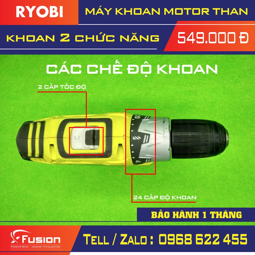 Bộ máy khoan ryobi