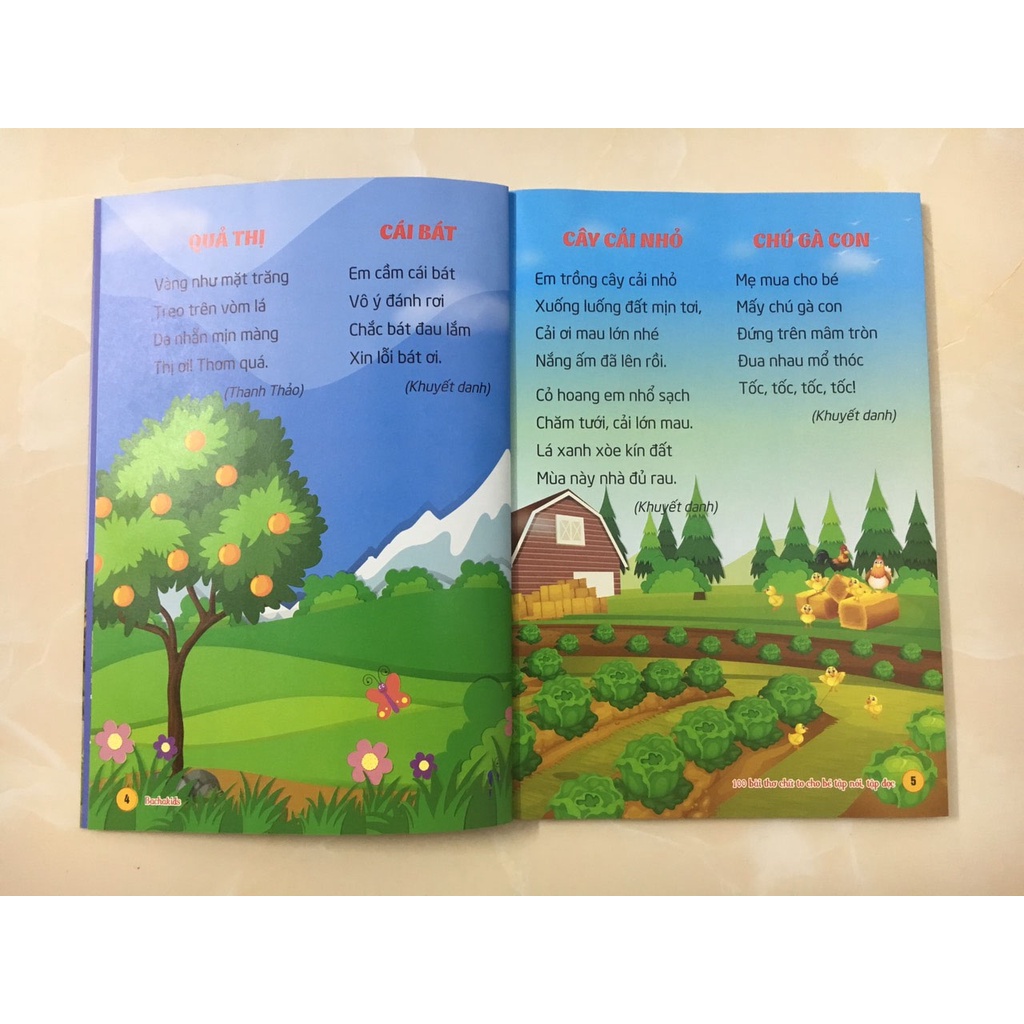 Sách- 100 bài thơ chữ to cho bé tập nói, tập đọc
