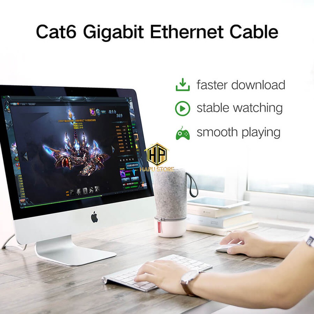 Cáp mạng Cat 6 UTP NW102 Ugreen dài từ 1 đến 5M màu đen chính hãng - Hapugroup