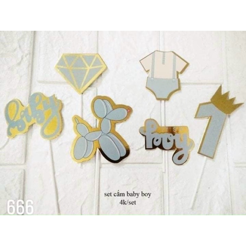 Combo 5 Set cắm giấy trang trí bánh kem