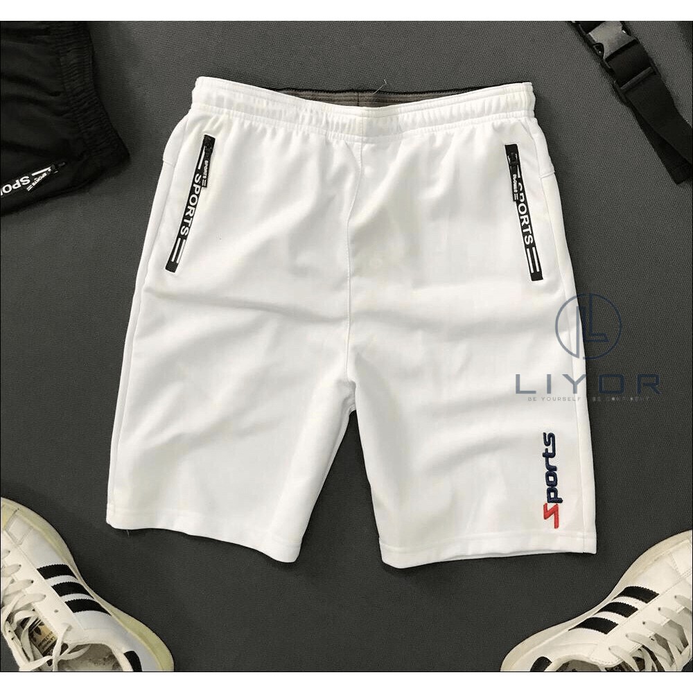 Quần short thể thao nam dây kéo túi chữ đơn giản năng động cá tính - Liyor - QTT007