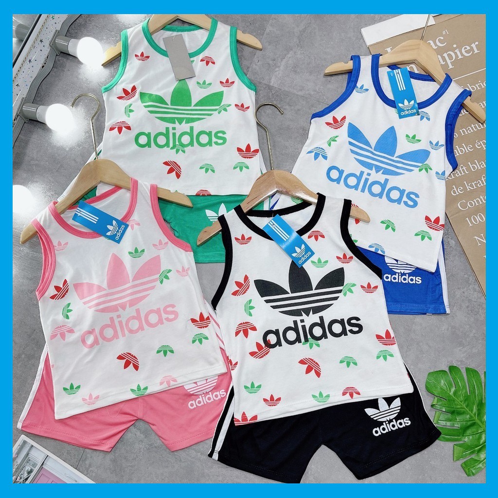 Quần Áo Trẻ Em Adidas Cộc Tay Cotton 100% Bộ Quần Áo Cho Bé Trai Và Bé Gái Từ 7 - 17 Kg