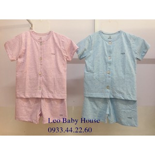 Bộ ngắn tay cài thằng trơn xanh/ tím Nous