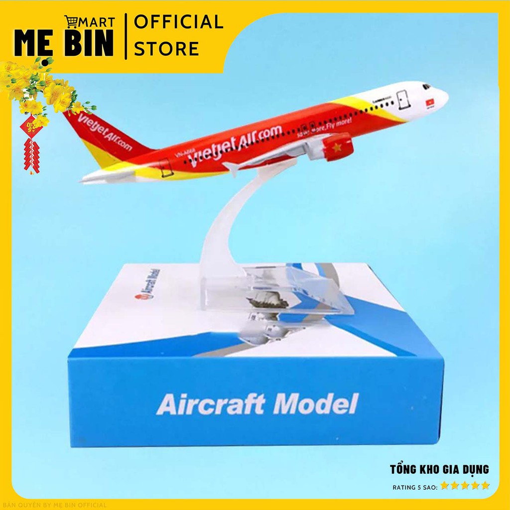 [20cm Có Bánh Xe] Mô Hình Máy Bay VietJet Mô Hình Đồ Chơi Cho Bé (20cm, 16cm) + Kèm Đế Trưng Bày - Mẹ Bin Mart