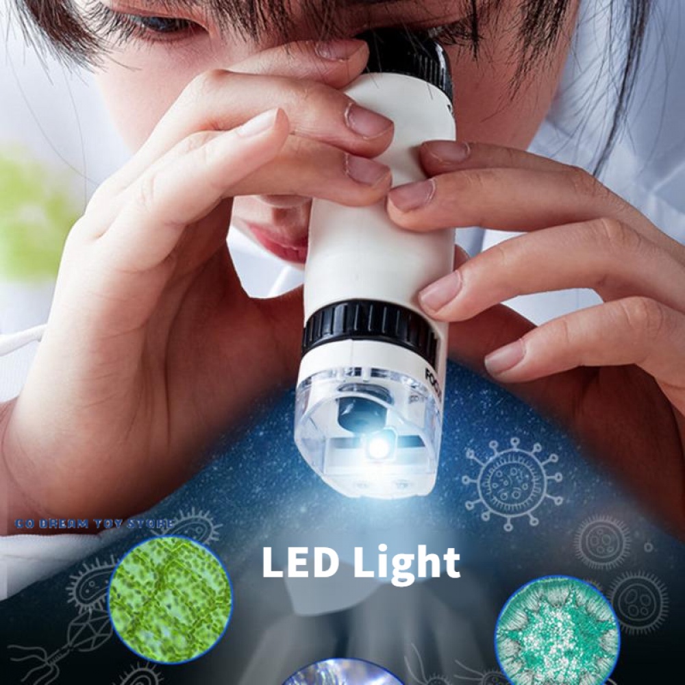 Bộ kính hiển vi cầm tay có đèn LED 60X-120X giáo dục khoa học cho bé
