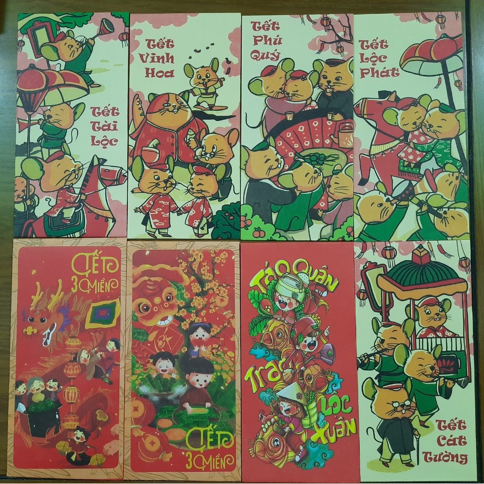 COMBO 6 BAO LÌ XÌ 2022 GIẤY CAO CẤP DỄ THƯƠNG