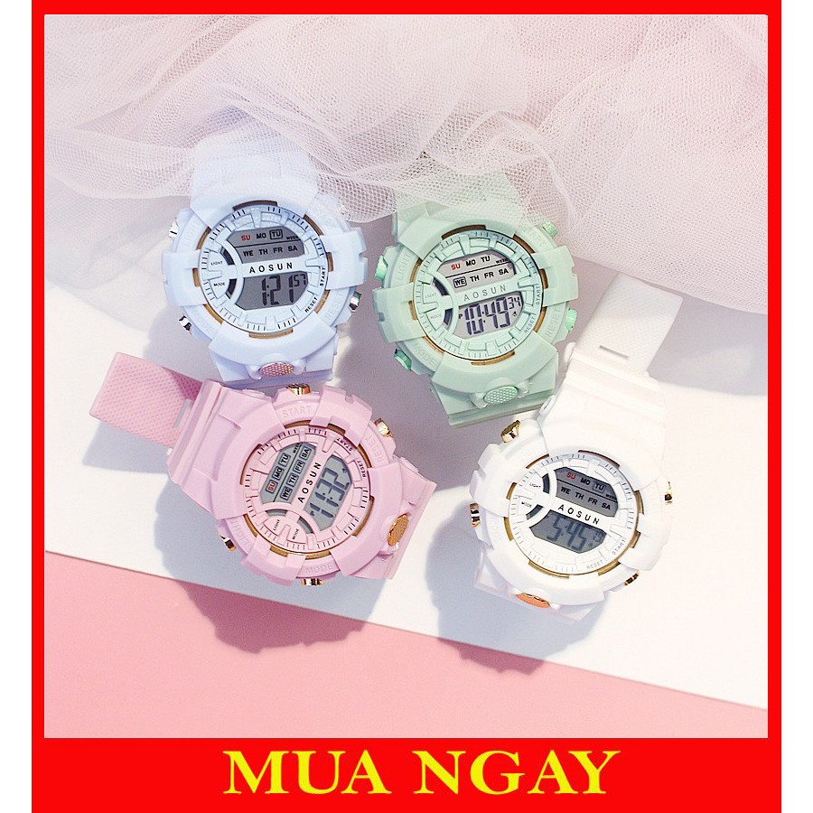 Đồng hồ nam nữ điện tử dây cao su Aosun chống nước DH107 | BigBuy360 - bigbuy360.vn