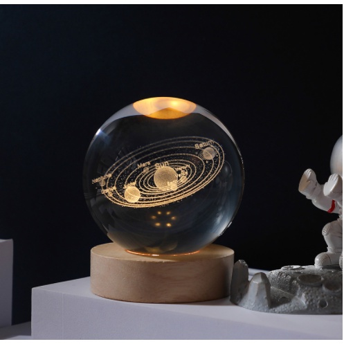 Đèn quả cầu pha lê vũ trụ trang trí bàn làm việc,phòng ngủ