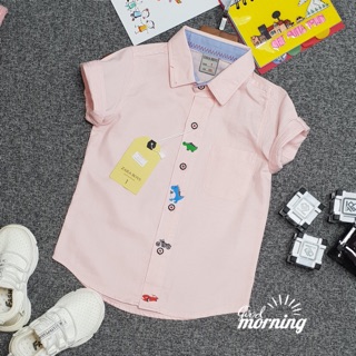 Áo Sơ Mi Cộc Tay Bé Trai Mặc Mùa Hè Phong Cách Hàn Quốc, Quần Áo Trẻ Em Bana Kids 01071
