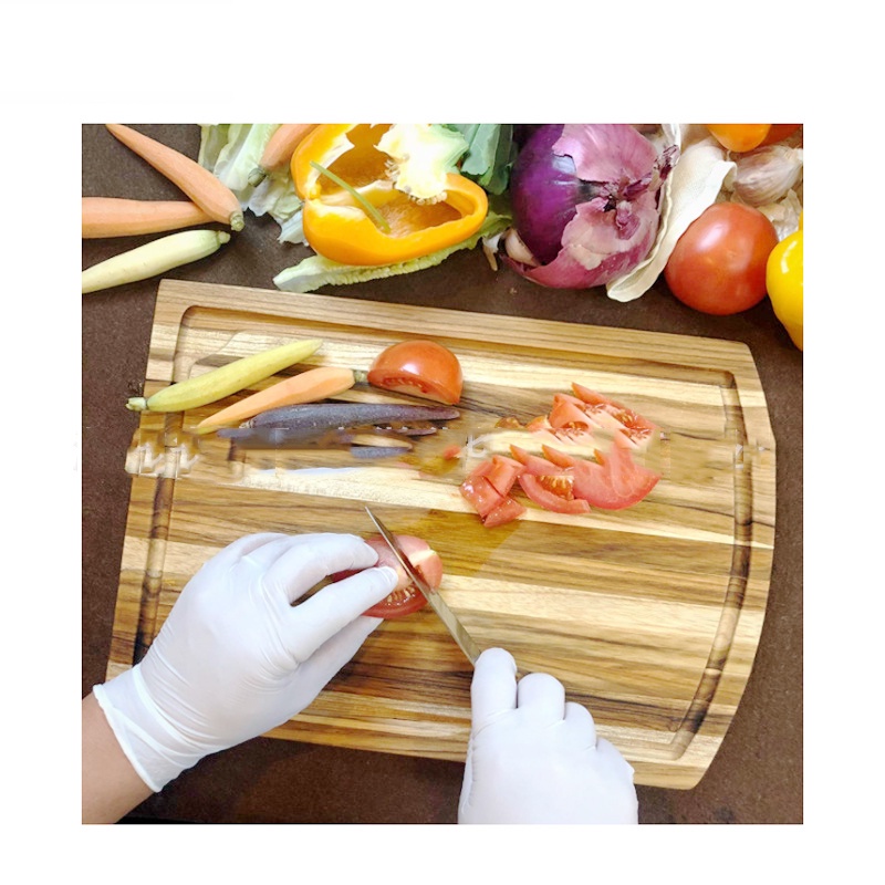 Thớt gỗ teak hình chữ nhật có rãnh có lỗ 38 x 27 CM - Wood Cutting Boards Hàng Xuất Khẩu Châu Âu