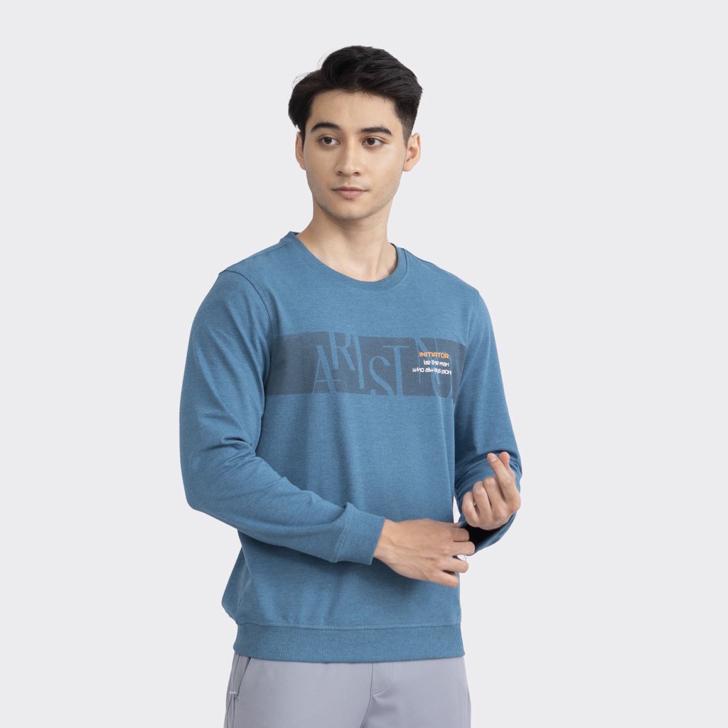 Áo Thun Thu Đông Dài Tay Nam Aristino ASW009W2 Họa tiết in ngang ngực thân trước Chất Cotton Cao Cấp dáng Regular Fit