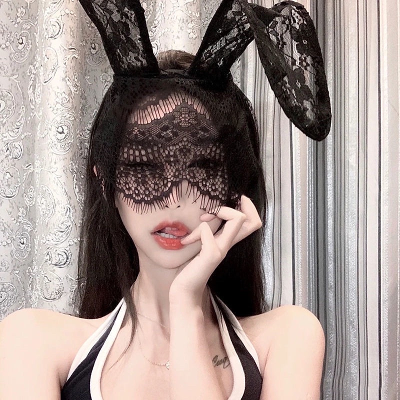 Cài tai thỏ kèm mặt nạ ren - Phụ kiện cosplay độc lạ, quyến rũ bí ẩn