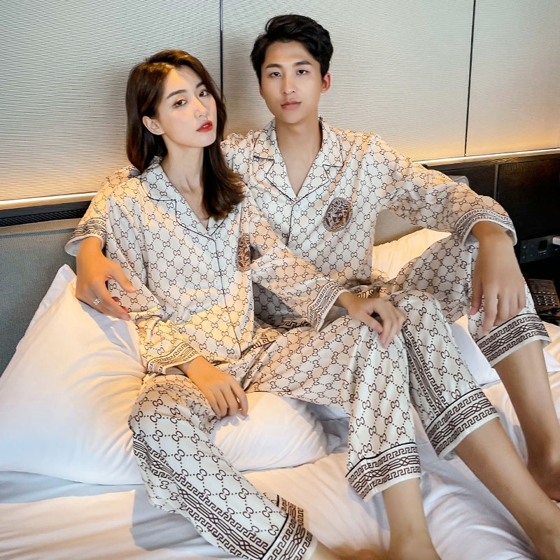 Bộ Pijama Lụa Nam Nữ Bigbang Cao Cấp Chất Lụa Mềm Mại - Đồ Ngủ Đôi Quà Tặng Người Yêu Quà Cưới ý Nghĩa