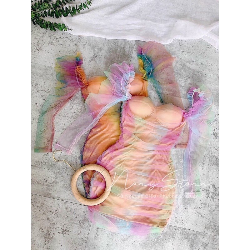 Đầm body cầu vòng cúp ngực