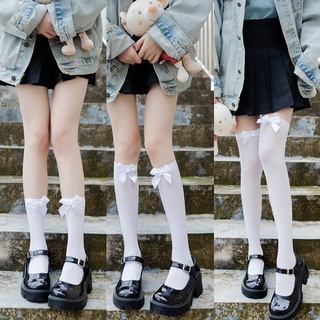 Nhật Bản jk Lolita Vớ nhung bê nhung trắng nơ phong cách