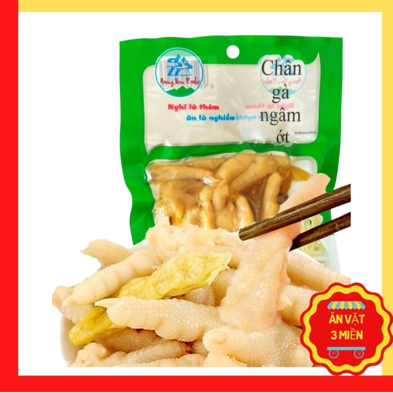 Chân gà ngâm ớt vị chua cay, Chân gà chua cay Hoàng Nam Food, mềm, giòn, chua, cay, đặc sản Lào Cai gói 80gr | BigBuy360 - bigbuy360.vn