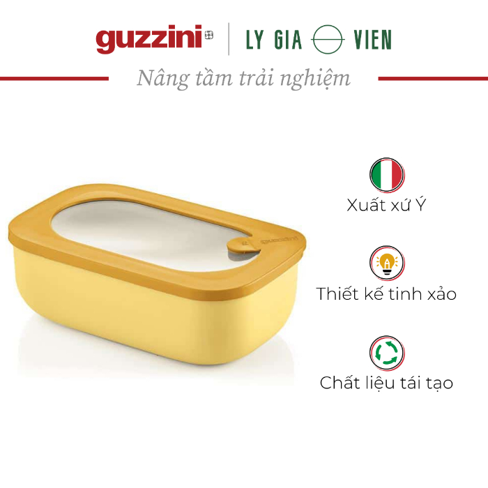 Hộp Đựng Thực Phẩm Kiểu Dáng Hình Chữ Nhật, Kín Khí Guzzini Kitchen Active Design Rectangular Airtight Container 900cc