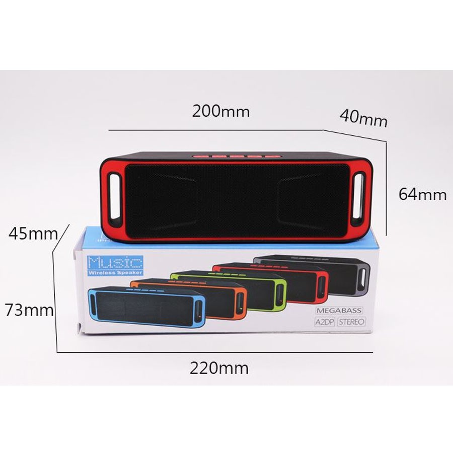 (FREESHIP 99K)Loa mini bluetooth stereo A2DP SC208 USB,Thẻ Nhớ,FM