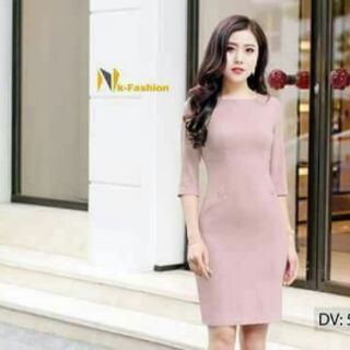 (HSK) Đầm ôm túi V đinh cườm
