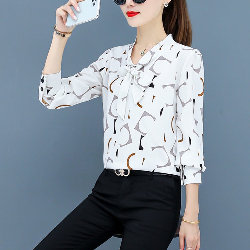Áo Sơ Mi Chiffon Tay Dài Cổ Đứng In Họa Tiết Hoa Phong Cách Phương Tây Thời Trang Xuân Thu 2022 Cho Nữ