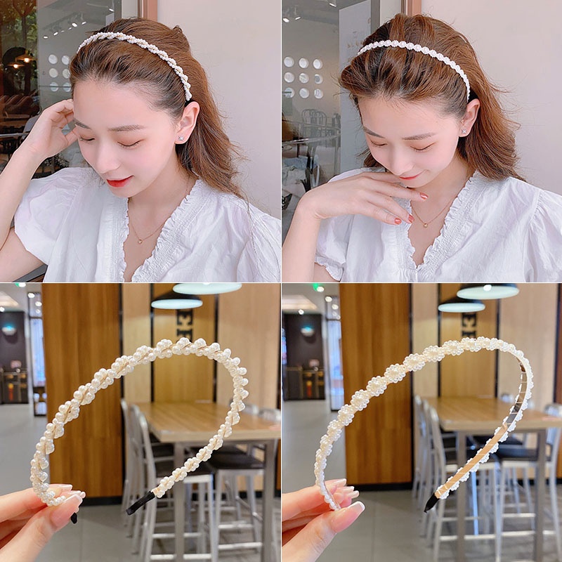 Băng đô ngọc trai thời trang Hàn Quốc Băng đô ngọc trai mới và đa dạng cho nữ Mũ đội đầu phù hợp đi chơi