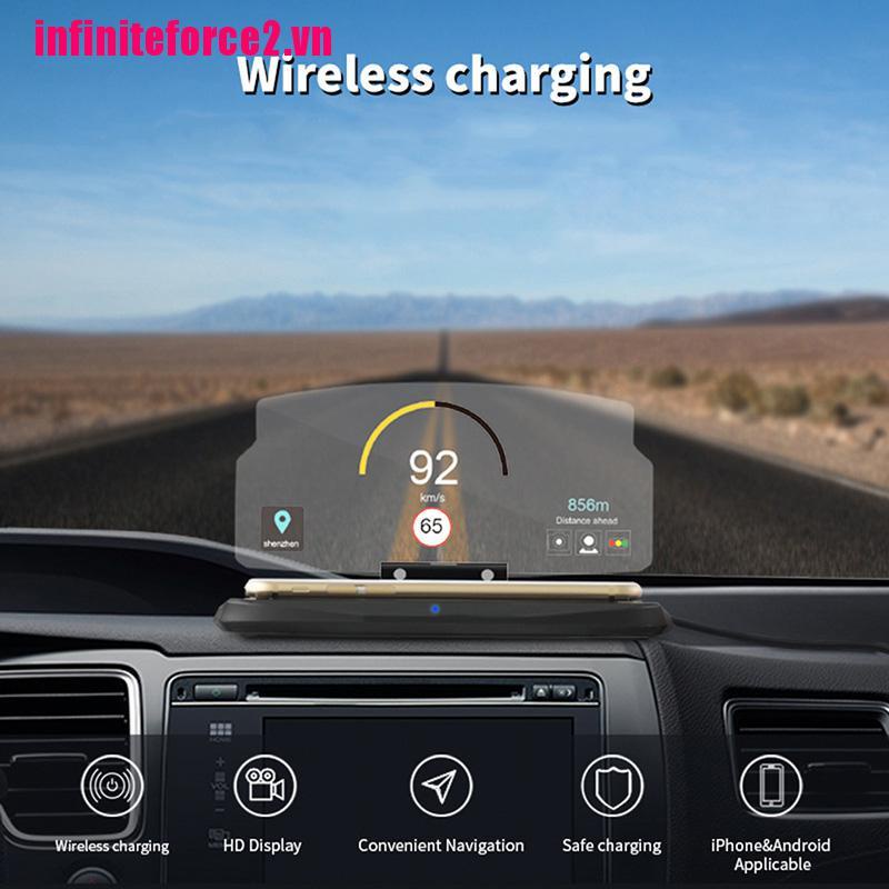 [IN2VN]Wireless Charger Car HUD Head Up Display Phone Navigation Holder Qi Charge Dock