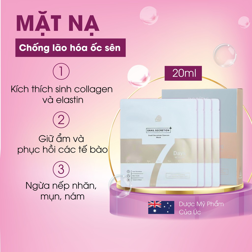 Mặt Nạ Chống Lão Hóa Ốc Sên - Rosien Snail Secretion Essence Mask