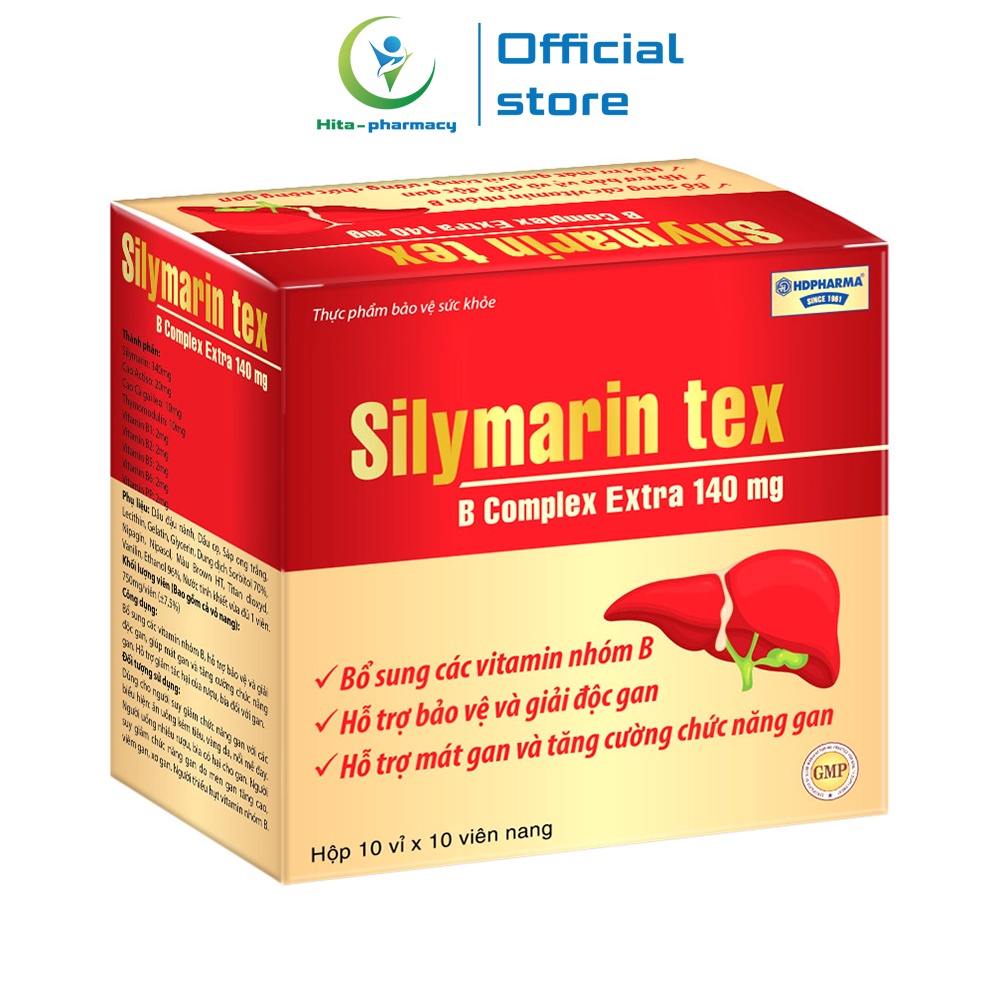 Viên uống bổ gan Silymarin Tex HDPHARMA cao cà gai leo giảm xơ gan, men gan - 100 viên (Silymarin Tex Đỏ)